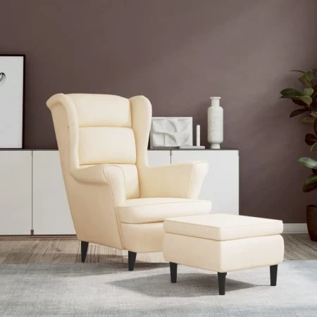 Ohrensessel und Hocker aus cremefarbenem Samt von , Sessel - Ref: Foro24-3115940, Preis: 286,31 €, Rabatt: %