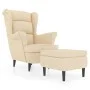 Ohrensessel und Hocker aus cremefarbenem Samt von , Sessel - Ref: Foro24-3115940, Preis: 286,31 €, Rabatt: %