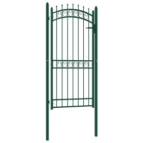 Puerta de valla con picos acero verde 100x200 cm