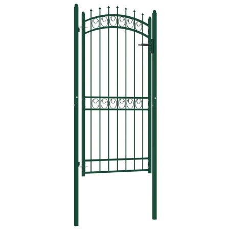 Puerta de valla con picos acero verde 100x200 cm