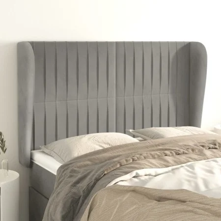 Kopfteil mit hellgrauen Samtohren 147x23x118/128 cm von , Kopf- und Fußteile - Ref: Foro24-3118242, Preis: 134,41 €, Rabatt: %