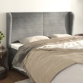 Headboard with light gray velvet ears 163x23x118/128 cm by , Headboards and footboards - Ref: Foro24-3118150, Price: 119,29 €...