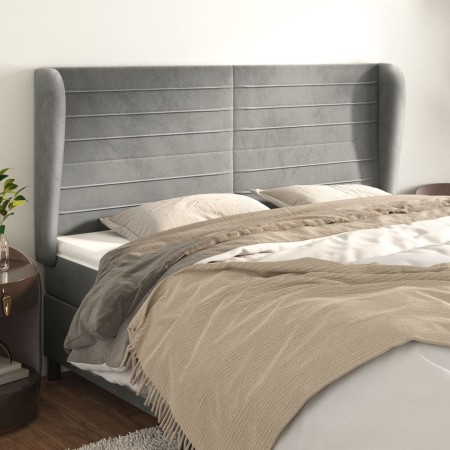 Headboard with light gray velvet ears 163x23x118/128 cm by , Headboards and footboards - Ref: Foro24-3118150, Price: 124,71 €...