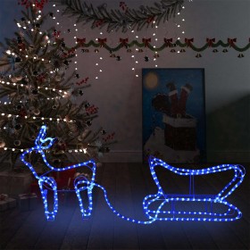 Decoración navideña para jardín renos y trineo 252 LEDs