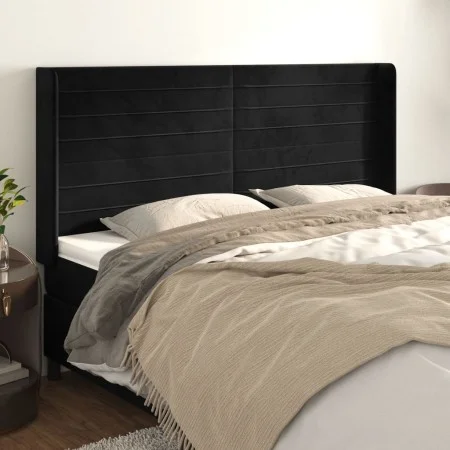 Kopfteil mit Ohren aus schwarzem Samt, 163 x 16 x 118/128 cm von , Kopf- und Fußteile - Ref: Foro24-3119776, Preis: 118,76 €,...