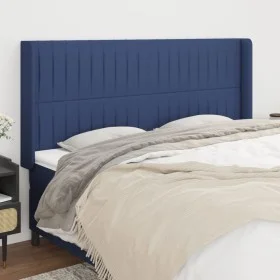 Headboard with blue fabric ears 163x16x118/128 cm by , Headboards and footboards - Ref: Foro24-3119830, Price: 123,69 €, Disc...