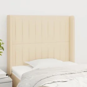 Headboard with cream fabric ears 103x16x118/128 cm by , Headboards and footboards - Ref: Foro24-3119813, Price: 85,16 €, Disc...