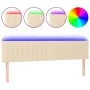 Cream fabric headboard with LED 160x5x78/88 cm by , Headboards and footboards - Ref: Foro24-3121861, Price: 64,83 €, Discount: %