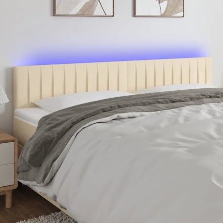 Cream fabric headboard with LED 200x5x78/88 cm by , Headboards and footboards - Ref: Foro24-3121877, Price: 81,01 €, Discount: %