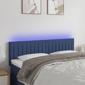 Blue fabric headboard with LED 144x5x78/88 cm by , Headboards and footboards - Ref: Foro24-3121854, Price: 56,24 €, Discount: %