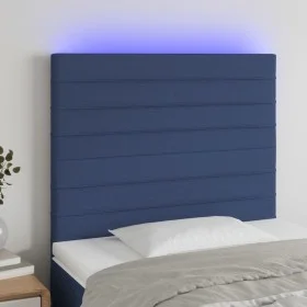 Kopfteil mit LED-Lichtern aus blauem Stoff, 80 x 5 x 118/128 cm von , Kopf- und Fußteile - Ref: Foro24-3122544, Preis: 61,00 ...