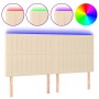 Kopfteil mit LED-Leuchten, cremefarbener Stoff, 200 x 5 x 118/128 cm von , Kopf- und Fußteile - Ref: Foro24-3122689, Preis: 1...