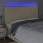 Headboard with LED lights cream fabric 200x5x118/128 cm by , Headboards and footboards - Ref: Foro24-3122689, Price: 140,84 €...