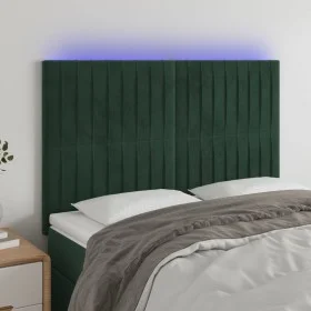 Headboard with LED lights dark green velvet 144x5x118/128 cm by , Headboards and footboards - Ref: Foro24-3122713, Price: 118...