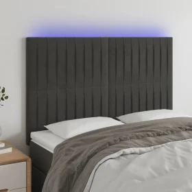 Kopfteil mit LED-Leuchten, dunkelgrauer Samt, 144 x 5 x 118/128 cm von , Kopf- und Fußteile - Ref: Foro24-3122711, Preis: 114...