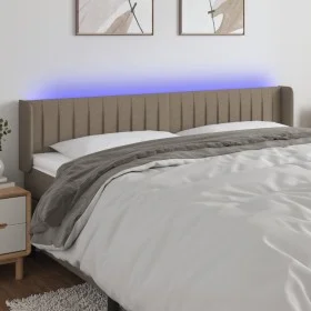 Taupe gray fabric headboard with LED 203x16x78/88 cm by , Headboards and footboards - Ref: Foro24-3123500, Price: 71,14 €, Di...