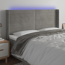 Hellgraues Samtkopfteil mit LED 163x16x118/128 cm von , Kopf- und Fußteile - Ref: Foro24-3124242, Preis: 123,44 €, Rabatt: %