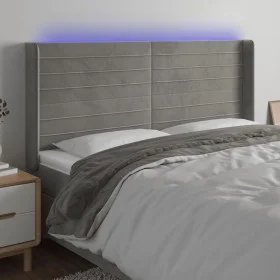 Hellgraues Samtkopfteil mit LED 163x16x118/128 cm von , Kopf- und Fußteile - Ref: Foro24-3124242, Preis: 119,80 €, Rabatt: %
