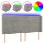 Light gray velvet headboard with LED 163x16x118/128 cm by , Headboards and footboards - Ref: Foro24-3124242, Price: 119,80 €,...
