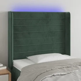 LED-Kopfteil aus dunkelgrünem Samt, 83 x 16 x 118/128 cm von , Kopf- und Fußteile - Ref: Foro24-3124221, Preis: 89,85 €, Raba...