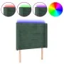 Dark green velvet headboard with LED 83x16x118/128 cm by , Headboards and footboards - Ref: Foro24-3124221, Price: 89,85 €, D...