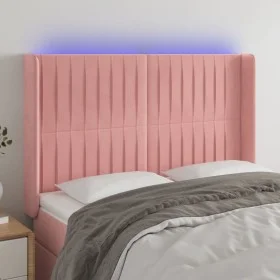 Rosa Samtkopfteil mit LED 147x16x118/128 cm von , Kopf- und Fußteile - Ref: Foro24-3124339, Preis: 137,96 €, Rabatt: %