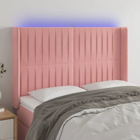 Cabecero con LED de terciopelo rosa 147x16x118/128 cm de , Cabeceros y pies de cama - Ref: Foro24-3124339, Precio: 137,96 €, ...