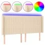 Kopfteil aus cremefarbenem Stoff mit LED 203x16x118/128 cm von , Kopf- und Fußteile - Ref: Foro24-3124313, Preis: 151,64 €, R...