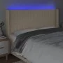 Cabecero con LED de tela color crema 203x16x118/128 cm de , Cabeceros y pies de cama - Ref: Foro24-3124313, Precio: 151,64 €,...