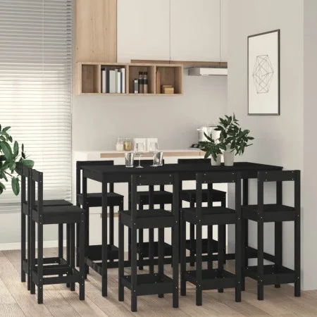 9-piece bar set solid black pine wood by , Furniture sets for kitchens and dining rooms - Ref: Foro24-3124726, Price: 598,35 ...