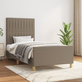 Bed frame with headboard in taupe gray fabric 80x200 cm by , Beds and slatted bases - Ref: Foro24-3125175, Price: 142,30 €, D...