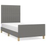 Bed frame with headboard in dark gray fabric 100x200 cm by , Beds and slatted bases - Ref: Foro24-3125196, Price: 132,97 €, D...