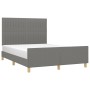 Dark gray fabric bed frame with headboard 140x190 cm by , Beds and slatted bases - Ref: Foro24-3125212, Price: 235,38 €, Disc...