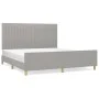 Bed frame with headboard light gray fabric 160x200 cm by , Beds and slatted bases - Ref: Foro24-3125227, Price: 211,19 €, Dis...