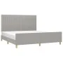 Bed frame with headboard light gray fabric 160x200 cm by , Beds and slatted bases - Ref: Foro24-3125227, Price: 211,19 €, Dis...