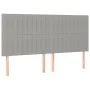 Bed frame with headboard light gray fabric 160x200 cm by , Beds and slatted bases - Ref: Foro24-3125227, Price: 211,19 €, Dis...