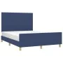Bed frame with headboard gray taupe blue fabric 140x200 cm by , Beds and slatted bases - Ref: Foro24-3125225, Price: 205,59 €...