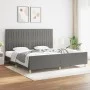 Bed frame with headboard dark gray fabric 200x200 cm by , Beds and slatted bases - Ref: Foro24-3125244, Price: 226,89 €, Disc...