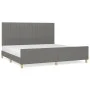 Bed frame with headboard dark gray fabric 200x200 cm by , Beds and slatted bases - Ref: Foro24-3125244, Price: 226,89 €, Disc...
