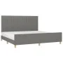 Bed frame with headboard dark gray fabric 200x200 cm by , Beds and slatted bases - Ref: Foro24-3125244, Price: 226,89 €, Disc...