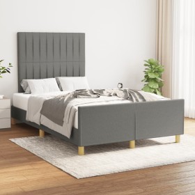 Bed frame with headboard in dark gray fabric 120x200 cm by , Beds and slatted bases - Ref: Foro24-3125204, Price: 149,83 €, D...