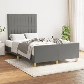 Bed frame with headboard in dark gray fabric 120x200 cm by , Beds and slatted bases - Ref: Foro24-3125204, Price: 152,51 €, D...