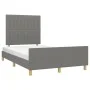 Bed frame with headboard in dark gray fabric 120x200 cm by , Beds and slatted bases - Ref: Foro24-3125204, Price: 152,51 €, D...
