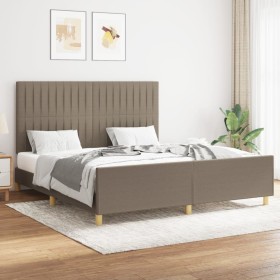 Estructura de cama con cabecero de tela gris taupe 160x200 cm
