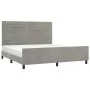 Bed frame with light gray velvet headboard 160x200cm by , Beds and slatted bases - Ref: Foro24-3125824, Price: 211,94 €, Disc...