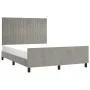 Bed frame with light gray velvet headboard 140x190cm by , Beds and slatted bases - Ref: Foro24-3125879, Price: 228,67 €, Disc...