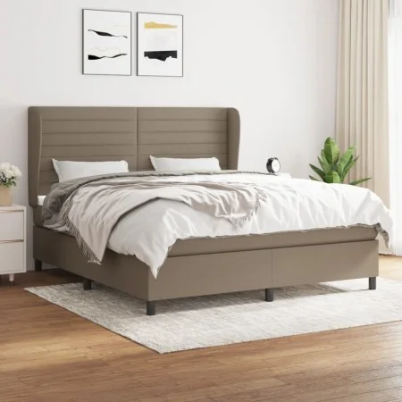 Cama box spring con colchón tela gris taupe 160x200 cm de , Camas y somieres - Ref: Foro24-3128057, Precio: 603,21 €, Descuen...