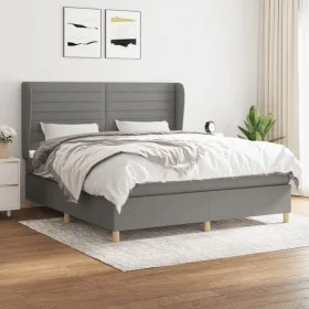 Box spring bed with dark gray fabric mattress 160x200 cm by , Beds and slatted bases - Ref: Foro24-3128614, Price: 555,78 €, ...