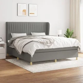 Box spring bed with dark gray fabric mattress 160x200 cm by , Beds and slatted bases - Ref: Foro24-3128694, Price: 564,05 €, ...