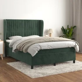 Box spring bed with dark green velvet mattress 140x200 cm by , Beds and slatted bases - Ref: Foro24-3129336, Price: 523,86 €,...